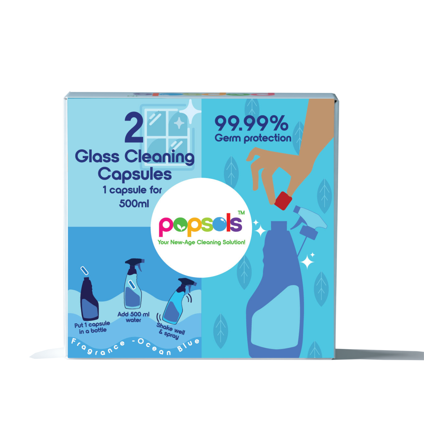 Pack of 1 box of Eco-Friendly Glass Cleaner Capsules– Streak-Free, Zero Waste Cleaning