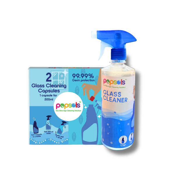 Pack of 1 box of Eco-Friendly Glass Cleaner Capsules With Bottle – Streak-Free, Zero Waste Cleaning