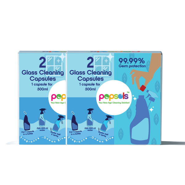 Pack of 2 box of Eco-Friendly Glass Cleaner Capsules – Streak-Free, Zero Waste Cleaning