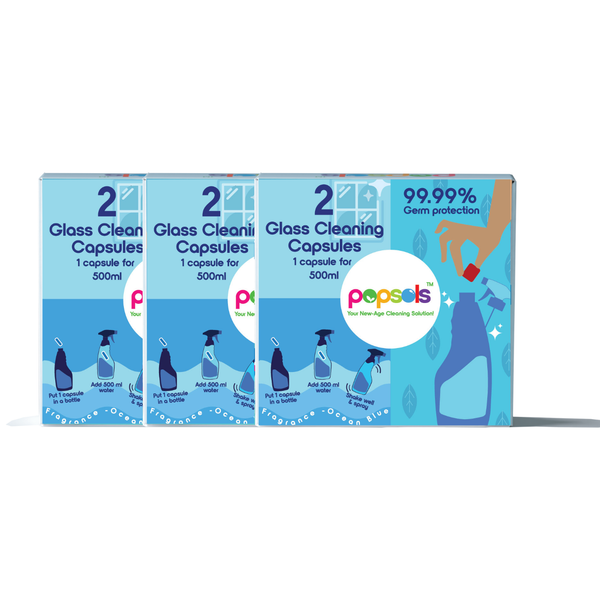 Pack of 3 box of Eco-Friendly Glass Cleaner Capsules – Streak-Free, Zero Waste Cleaning