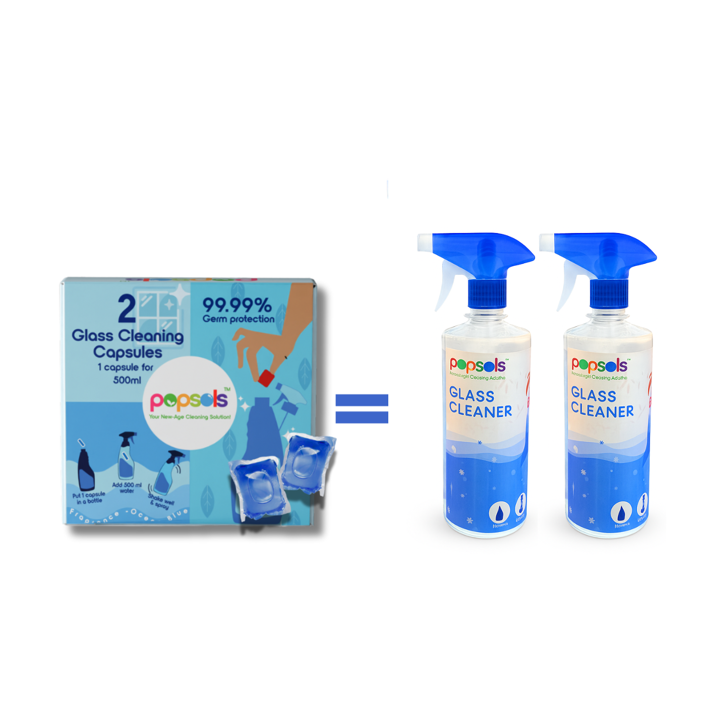 Pack of 1 box of Eco-Friendly Glass Cleaner Capsules– Streak-Free, Zero Waste Cleaning