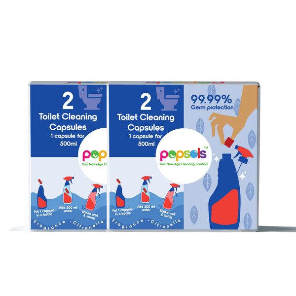 Toilet Cleaner Capsules | Pack of 2 Eco-Friendly 4-in-1 Capsules | Each EcoPod Makes 500ml Solution