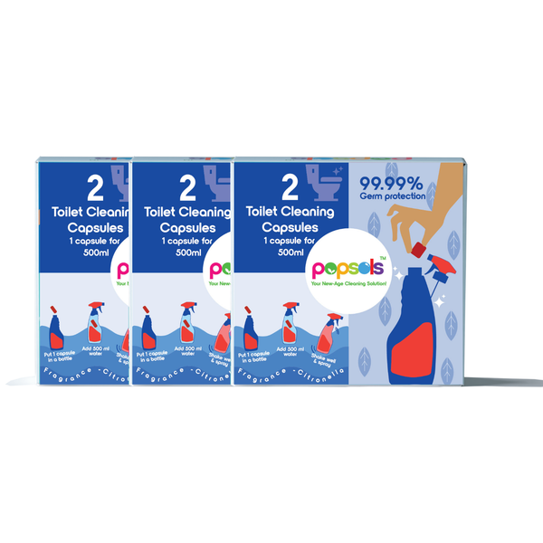 Toilet Cleaner Capsules | Pack of 3 Eco-Friendly 4-in-1 Capsules | Each EcoPod Makes 500ml Solution