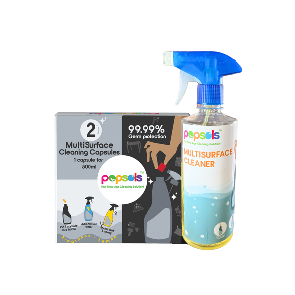 Multi-Surface Cleaner EcoPods – 1 Box (2 Eco-Friendly 5-in-1 Capsules) | With Bottle