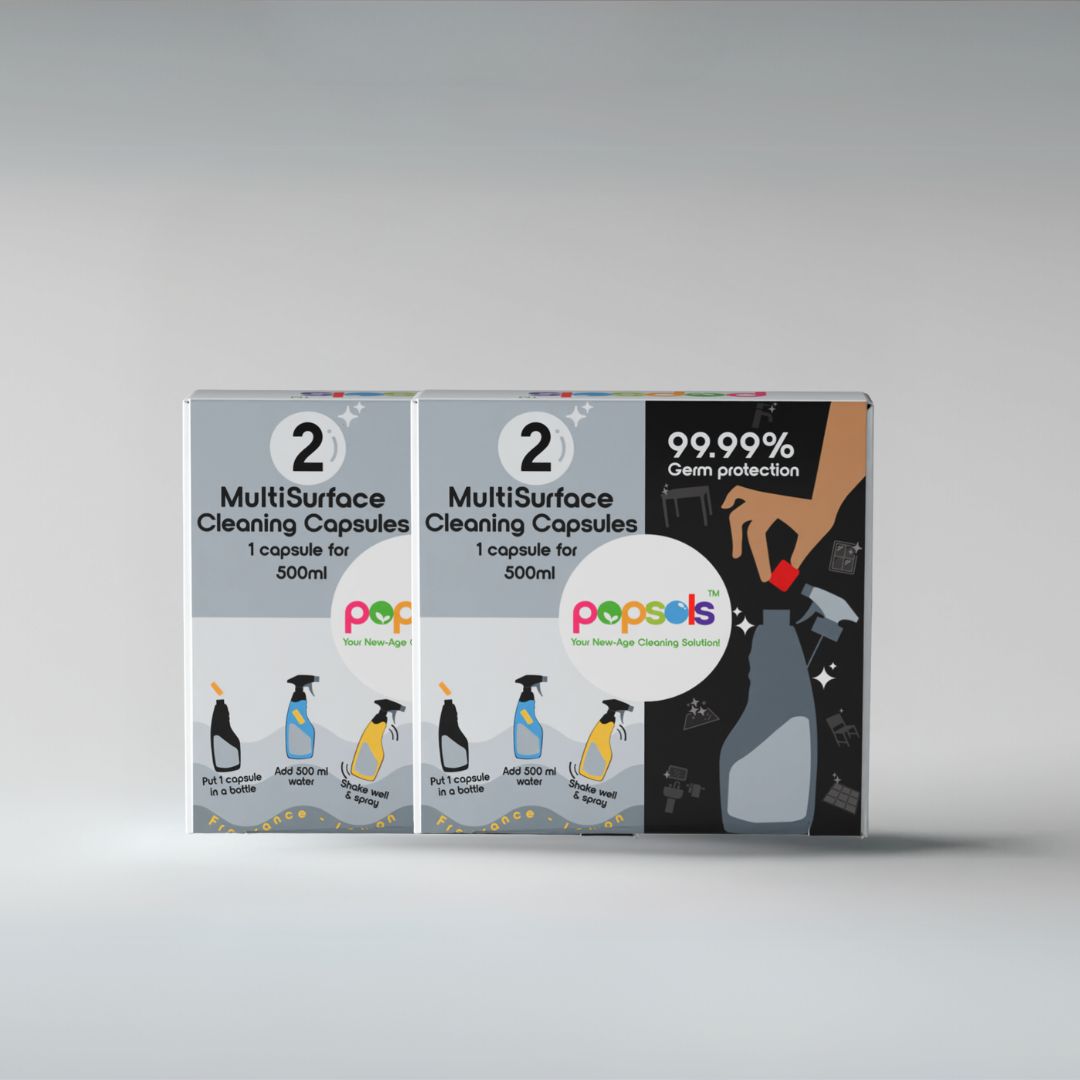 Multi-Surface Cleaner EcoPods – 2 Boxes (4 Eco-Friendly 5-in-1 Capsules) | Makes 500ml Spray Each