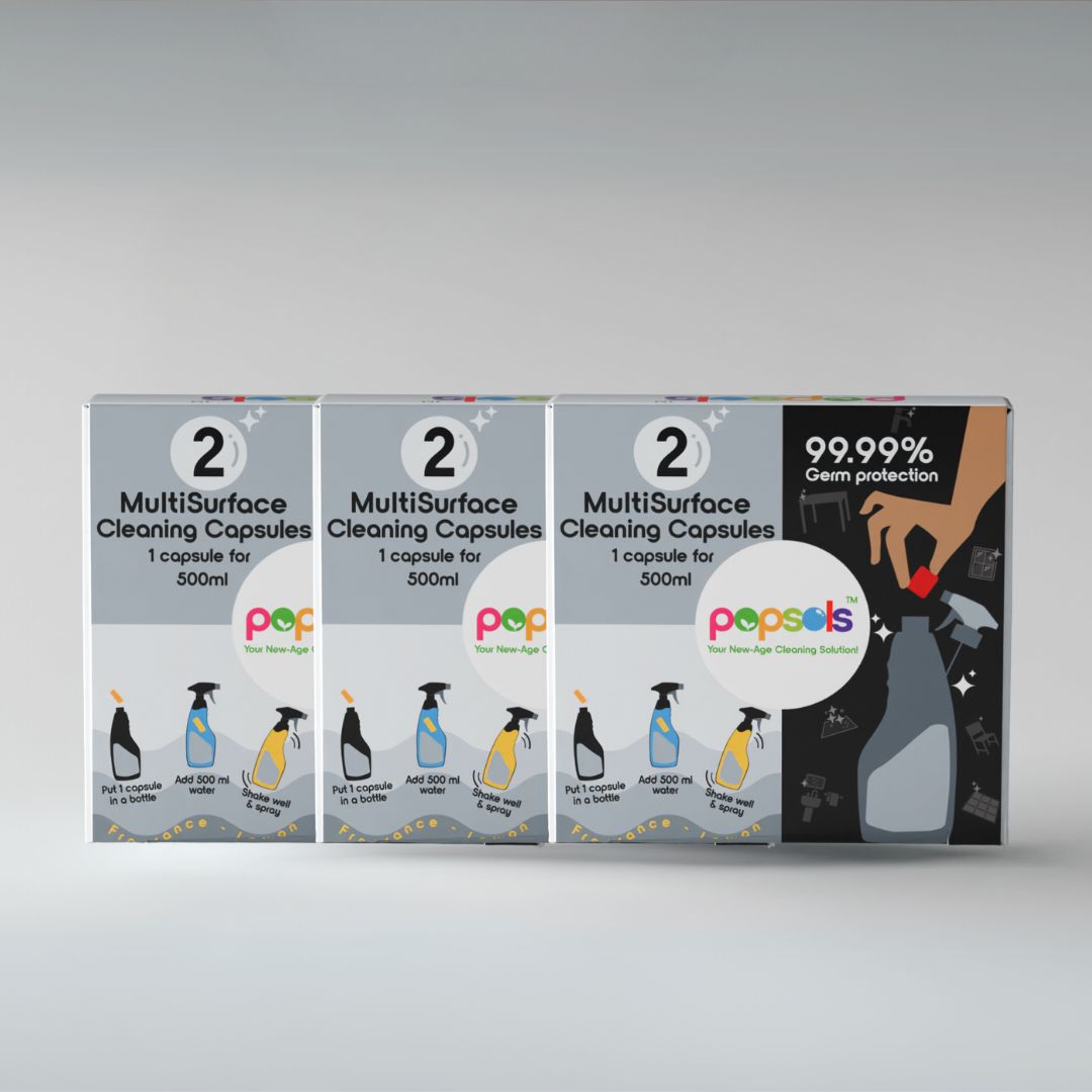 Multi-Surface Cleaner EcoPods – 3 Boxes (6 Eco-Friendly 5-in-1 Capsules) | Makes 500ml Spray Each