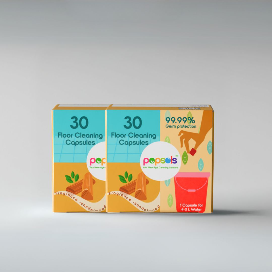 Floor Cleaner EcoPods – Eco-Friendly Biodegradable Capsules | Pack of 2 (60 Capsules, Sandalwood Fragrance Set)