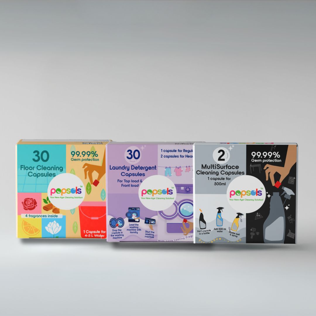 Floor Cleaner (All Fragrances), Laundry Capsules and Multi-Surface Cleaner Ecopods | Eco-Friendly Combo Pack