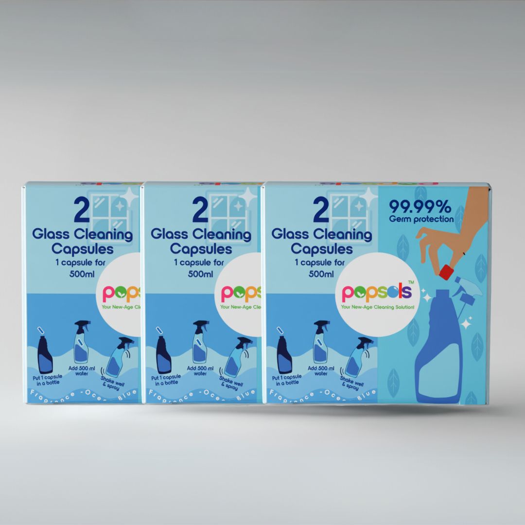 Pack of 3 box of Eco-Friendly Glass Cleaner Capsules – Streak-Free, Zero Waste Cleaning