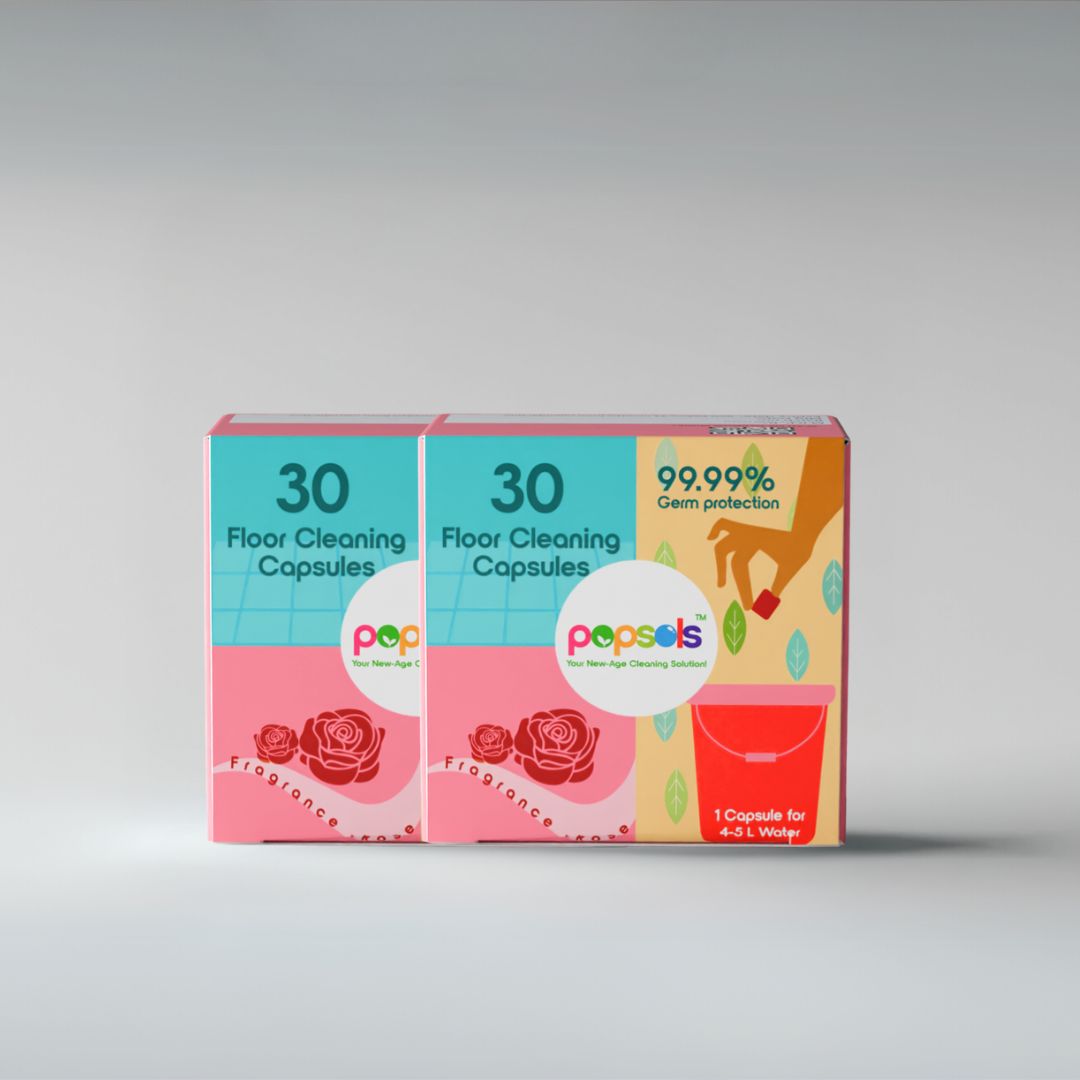 Floor Cleaner EcoPods – Eco-Friendly Biodegradable Capsules | Pack of 2 (60 Capsules, Rose Fragrance Set)