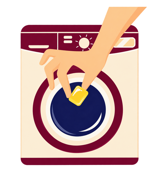 Toss popsols into empty washing drum