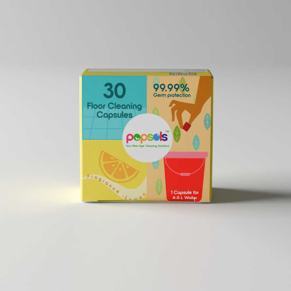 Floor Cleaner EcoPods – Eco-Friendly Biodegradable Capsules | Pack of 1 (30 Capsules, Lemon Fragrance Set)