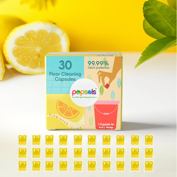 Floor Cleaner EcoPods – Eco-Friendly Biodegradable Capsules | Pack of 1 (30 Capsules, Lemon Fragrance Set)