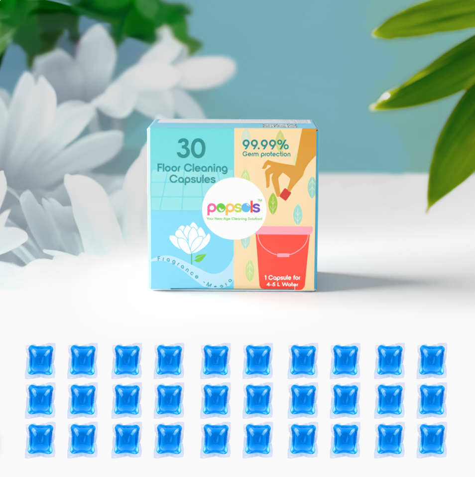 Floor Cleaner EcoPods – Eco-Friendly Biodegradable Capsules | Pack of 1 (30 Capsules, Mogra Fragrance Set)
