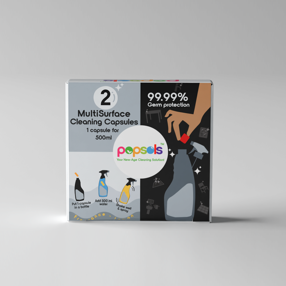 Multi-Surface Cleaner EcoPods – 1 Box (2 Eco-Friendly 5-in-1 Capsules) | Makes 500ml Spray Each