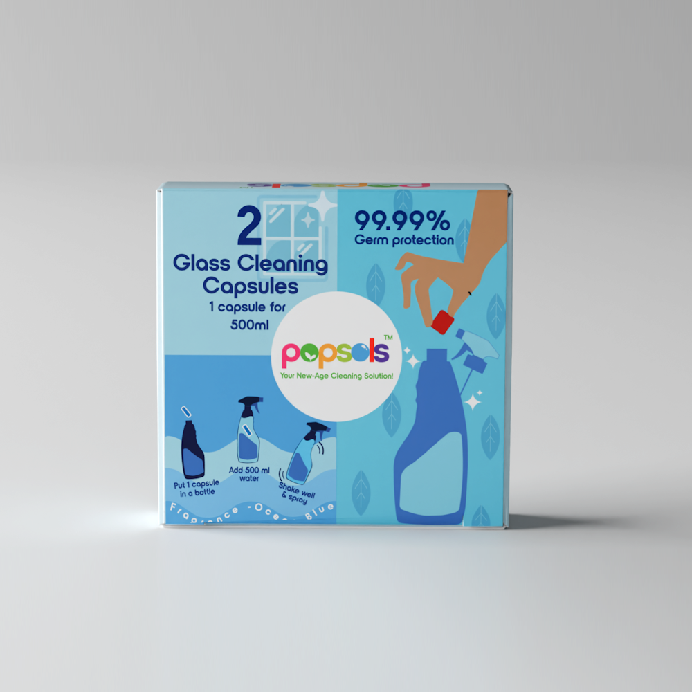 Pack of 1 box of Eco-Friendly Glass Cleaner Capsules– Streak-Free, Zero Waste Cleaning