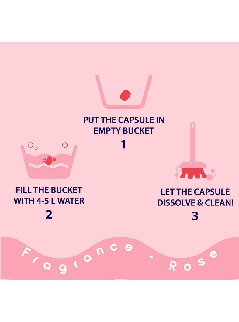 Floor Cleaner EcoPods – Eco-Friendly Biodegradable Capsules | Pack of 1 (30 Capsules, Rose Fragrance Set)
