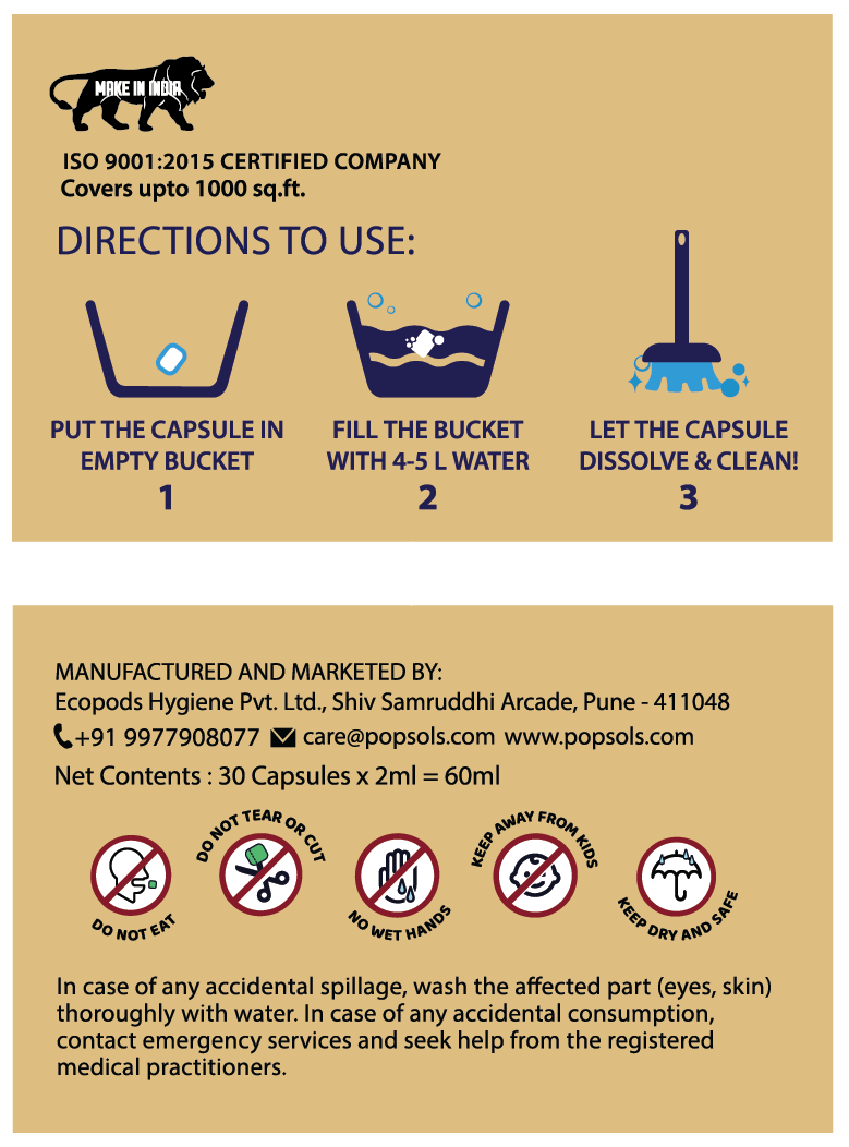Floor Cleaner EcoPods – Eco-Friendly Biodegradable Capsules | Pack of 1 (30 Capsules, Sandalwood Fragrance Set)