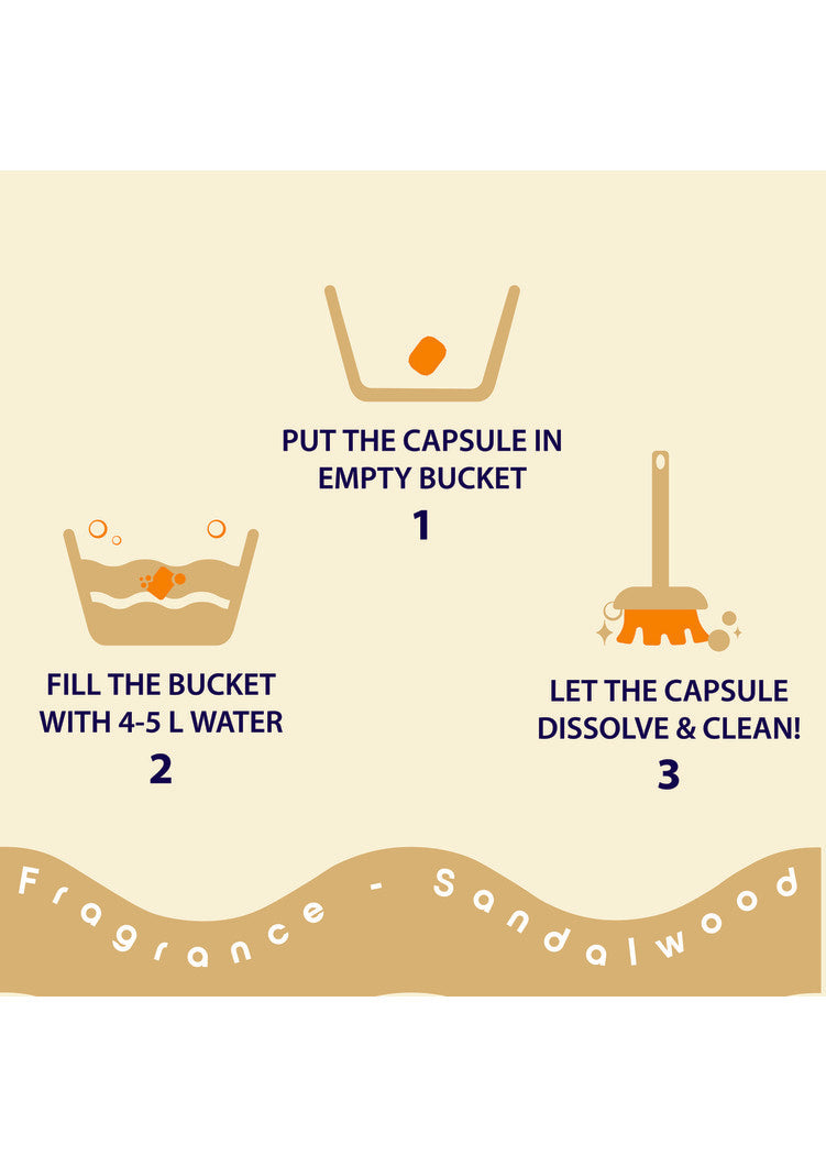 Floor Cleaner EcoPods – Eco-Friendly Biodegradable Capsules | Pack of 1 (30 Capsules, Sandalwood Fragrance Set)