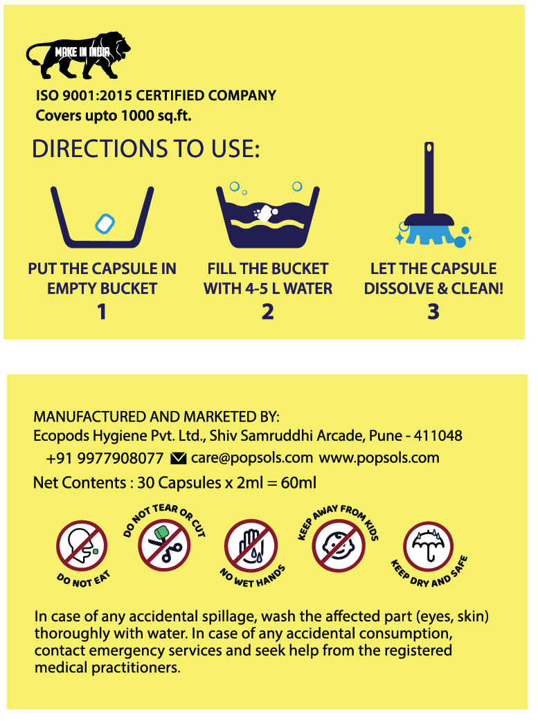 Floor Cleaner EcoPods – Eco-Friendly Biodegradable Capsules | Pack of 1 (30 Capsules, Lemon Fragrance Set)