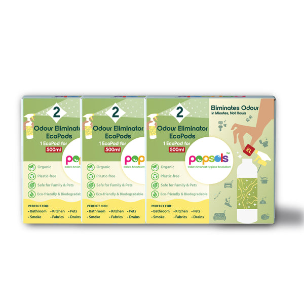 Popsols Fresh Home Odour Eliminator- Eco-Friendly & Pet-Safe, Pack of 3 (6 Pods, 500ml each)